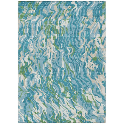LOOMLAN Rugs Saphara Teal Washable Indoor-Outdoor Rug