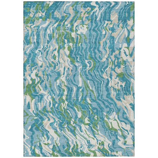 LOOMLAN Rugs Saphara Teal Washable Indoor-Outdoor Rug