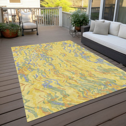 LOOMLAN Rugs Saphara Yellow Washable Indoor-Outdoor Rug