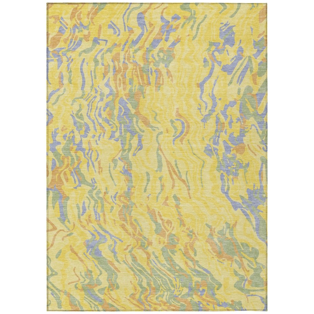 LOOMLAN Rugs Saphara Yellow Washable Indoor-Outdoor Rug