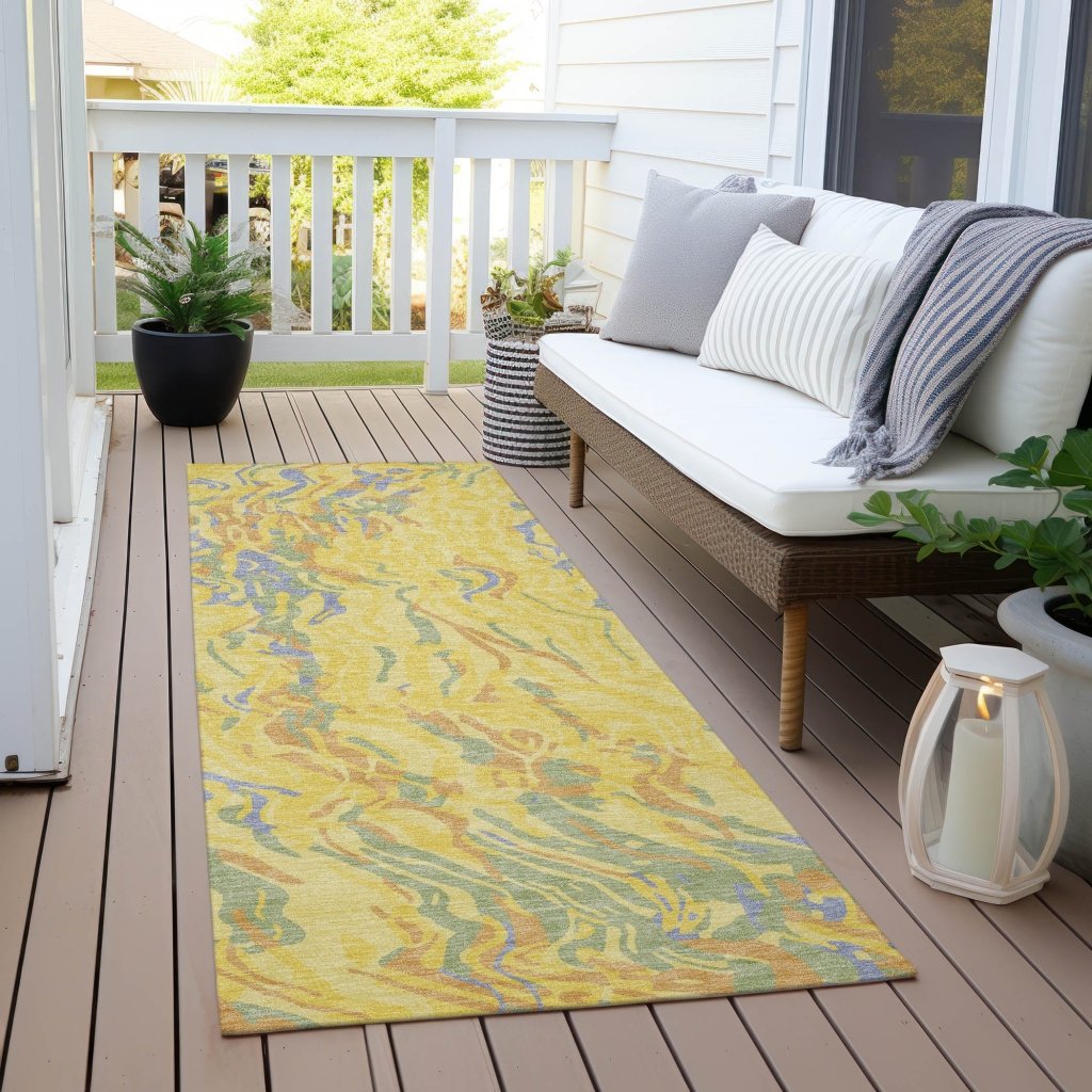 LOOMLAN Rugs Saphara Yellow Washable Indoor-Outdoor Rug