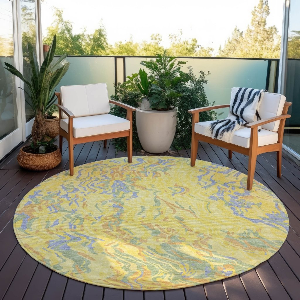 LOOMLAN Rugs Saphara Yellow Washable Indoor-Outdoor Rug