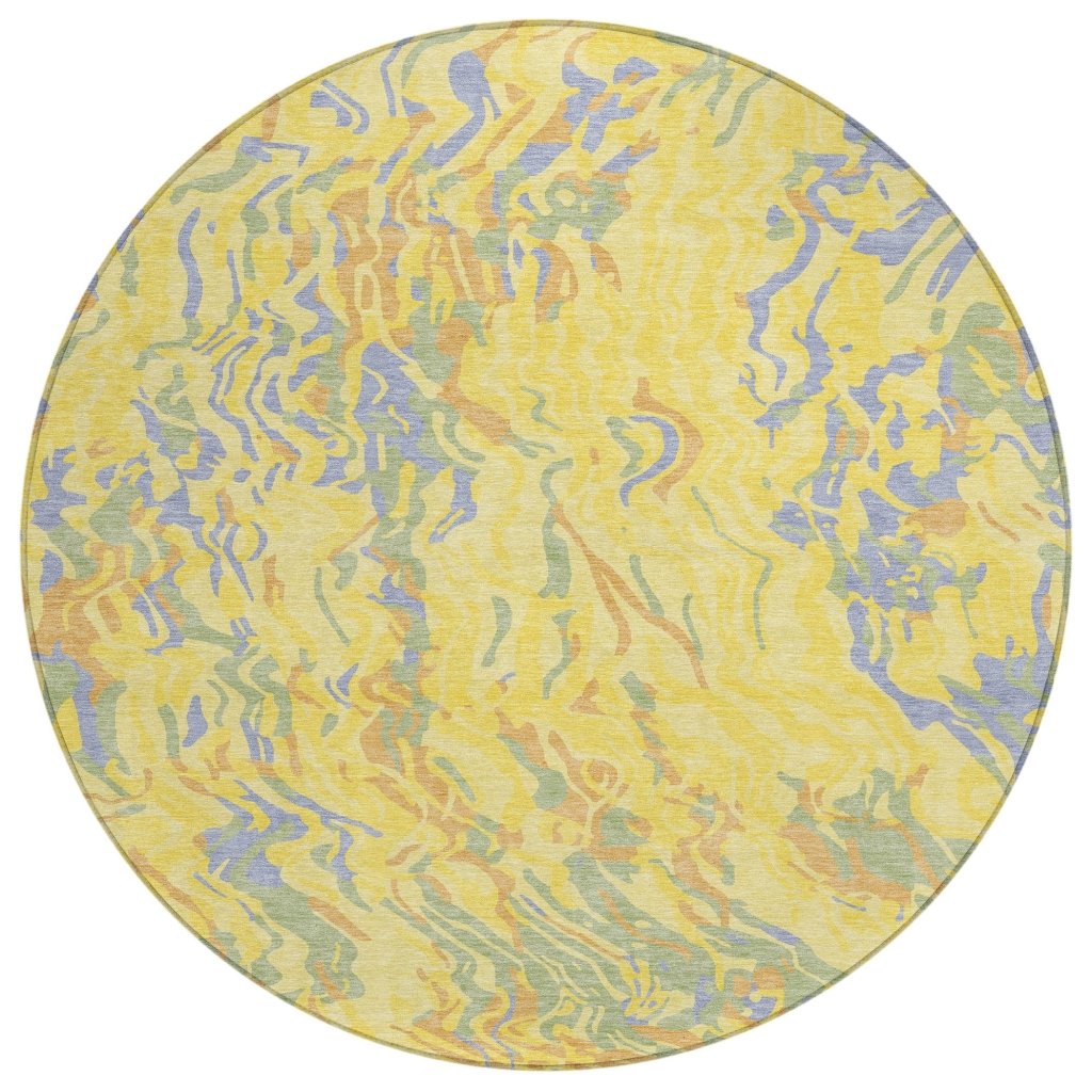 LOOMLAN Rugs Saphara Yellow Washable Indoor-Outdoor Rug