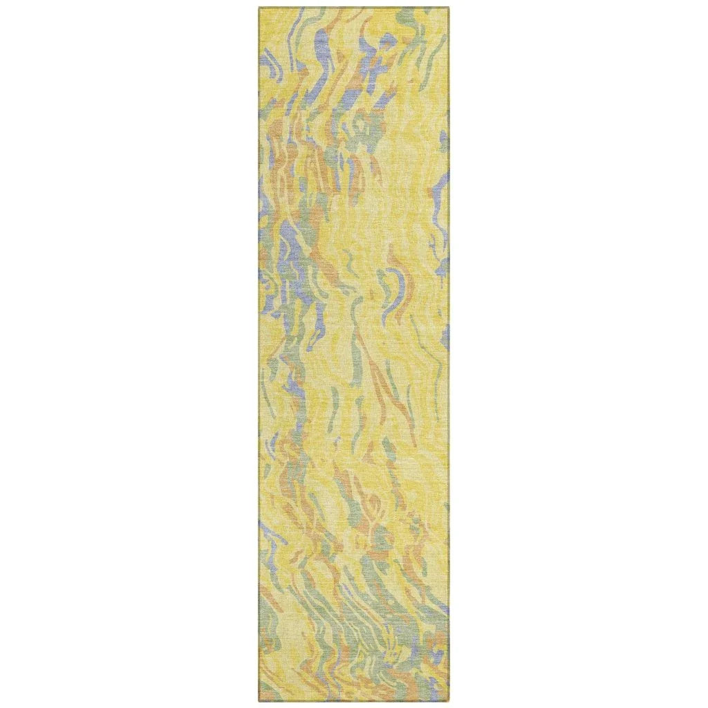 LOOMLAN Rugs Saphara Yellow Washable Indoor-Outdoor Rug