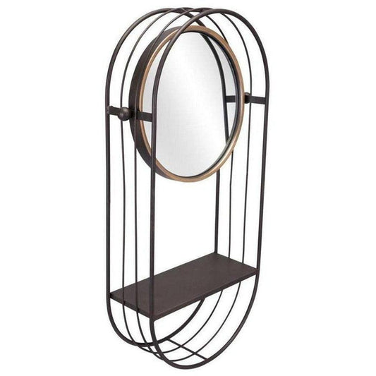 Saroni Mirror Shelf Gray - Sideboards and Things Color_Gray, Depth_0-10, Finish_Hand Painted, Finish_Polished, Height_20-30, Materials_Glass, Materials_Metal, Materials_Wood, Metal Type_Steel, Orientation_Vertical, Product Type_Wall Mirror, Width_10-20, Wood Species_MDF