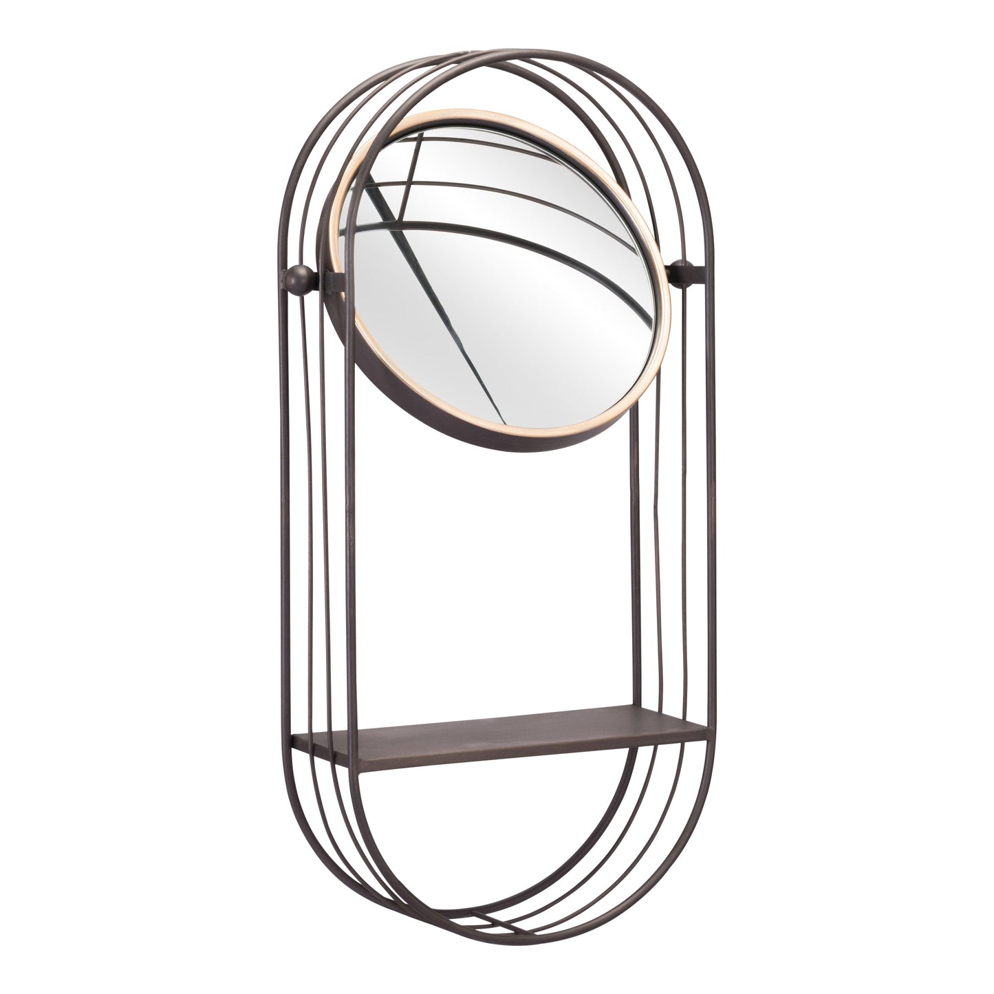 Saroni Mirror Shelf Gray - Sideboards and Things Color_Gray, Depth_0-10, Finish_Hand Painted, Finish_Polished, Height_20-30, Materials_Glass, Materials_Metal, Materials_Wood, Metal Type_Steel, Orientation_Vertical, Product Type_Wall Mirror, Width_10-20, Wood Species_MDF