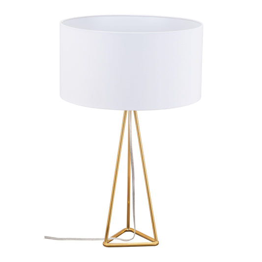 Sascha Table Lamp White & Gold - Sideboards and Things Brand_Zuo Modern, Color_Gold, Color_White, Depth_10-20, Finish_Polished, Height_20-30, Materials_Metal, Metal Type_Steel, Product Type_Table Lamp, Upholstery Type_Fabric Blend, Upholstery Type_Polyester, Width_10-20