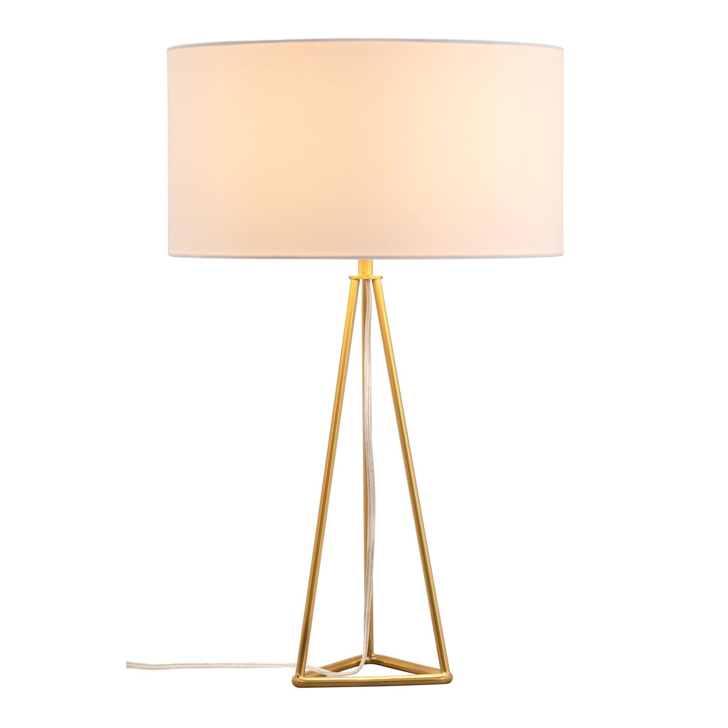 Sascha Table Lamp White & Gold - Sideboards and Things Brand_Zuo Modern, Color_Gold, Color_White, Depth_10-20, Finish_Polished, Height_20-30, Materials_Metal, Metal Type_Steel, Product Type_Table Lamp, Upholstery Type_Fabric Blend, Upholstery Type_Polyester, Width_10-20