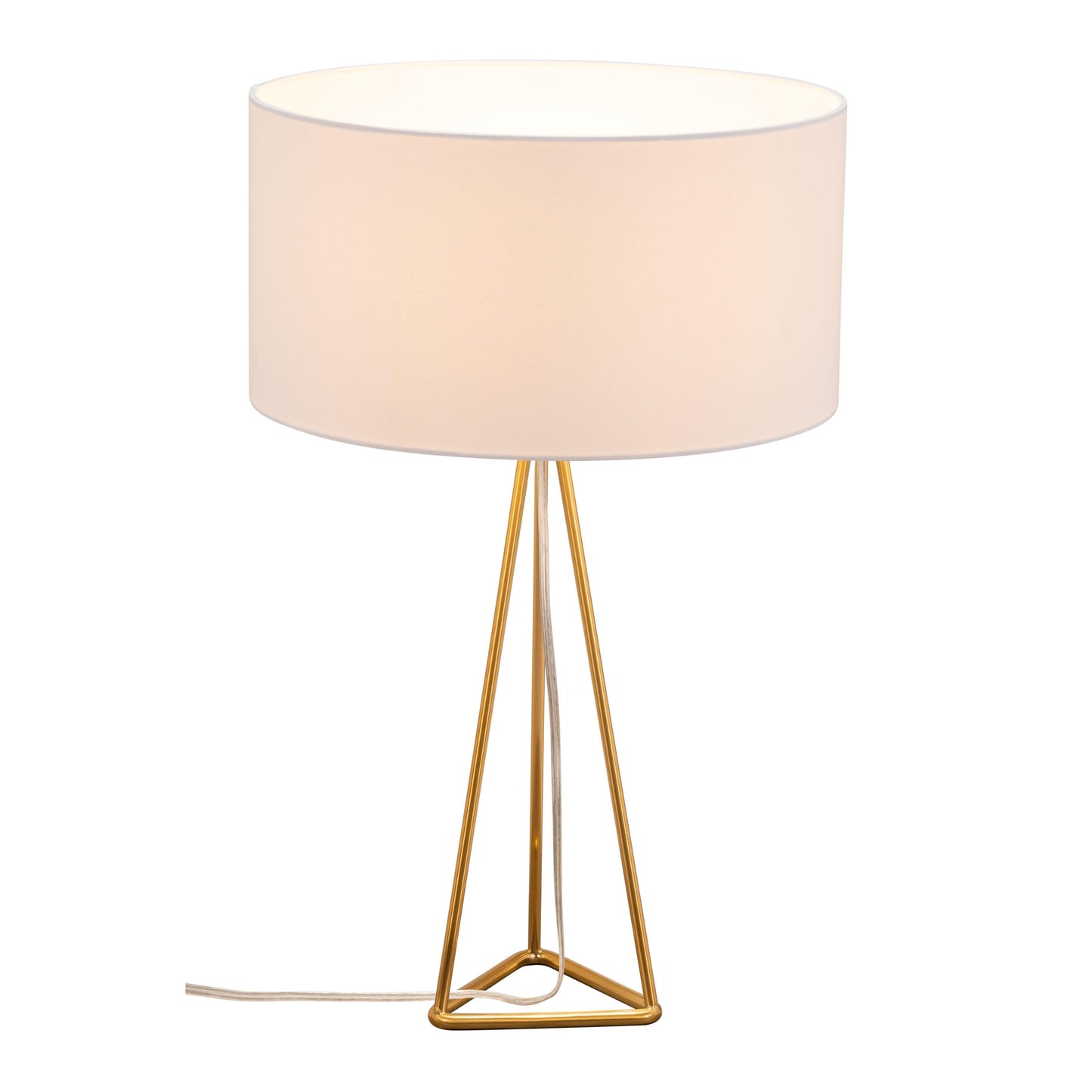 Sascha Table Lamp White & Gold - Sideboards and Things Brand_Zuo Modern, Color_Gold, Color_White, Depth_10-20, Finish_Polished, Height_20-30, Materials_Metal, Metal Type_Steel, Product Type_Table Lamp, Upholstery Type_Fabric Blend, Upholstery Type_Polyester, Width_10-20