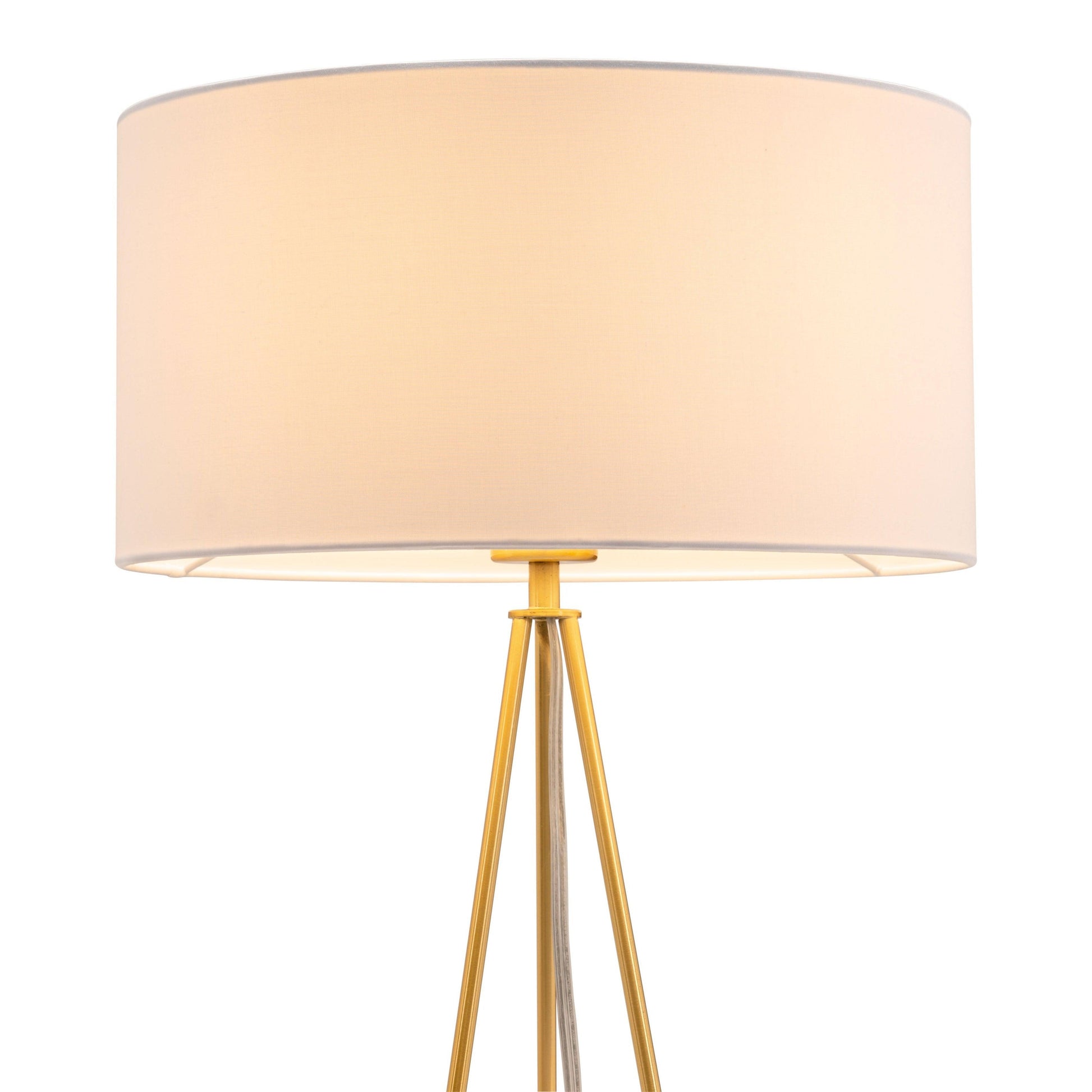 Sascha Table Lamp White & Gold - Sideboards and Things Brand_Zuo Modern, Color_Gold, Color_White, Depth_10-20, Finish_Polished, Height_20-30, Materials_Metal, Metal Type_Steel, Product Type_Table Lamp, Upholstery Type_Fabric Blend, Upholstery Type_Polyester, Width_10-20