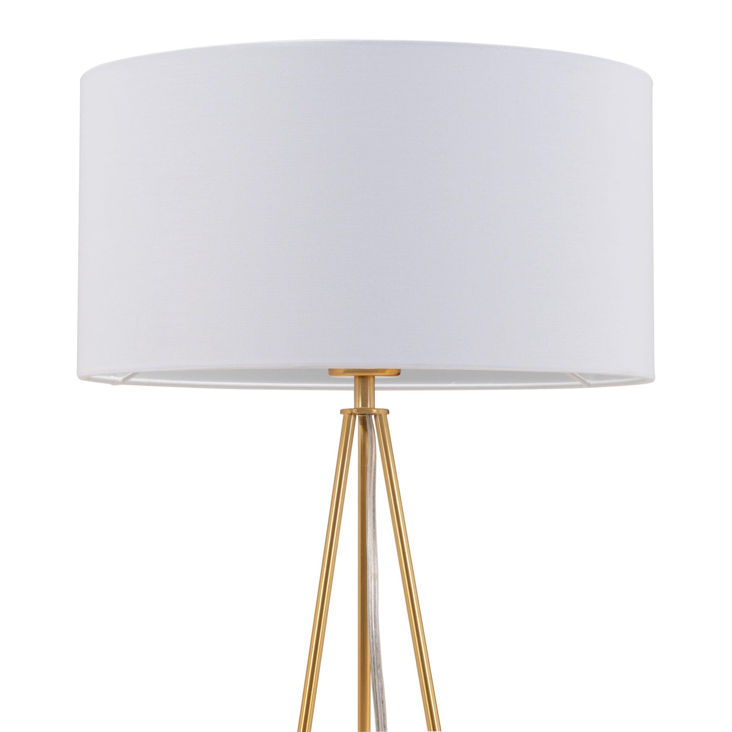 Sascha Table Lamp White & Gold - Sideboards and Things Brand_Zuo Modern, Color_Gold, Color_White, Depth_10-20, Finish_Polished, Height_20-30, Materials_Metal, Metal Type_Steel, Product Type_Table Lamp, Upholstery Type_Fabric Blend, Upholstery Type_Polyester, Width_10-20