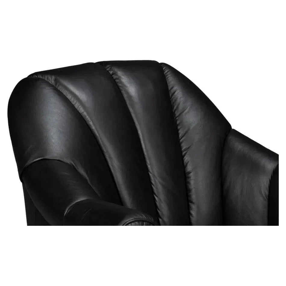 Sarreid Scoth Wood and Leather Black Swivel Arm