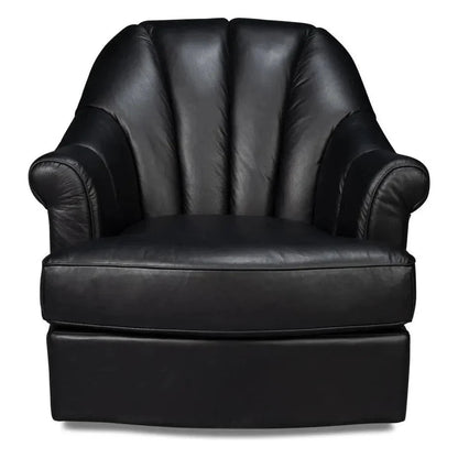 Sarreid Scoth Wood and Leather Black Swivel Arm