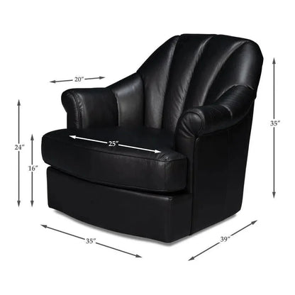 Sarreid Scoth Wood and Leather Black Swivel Arm