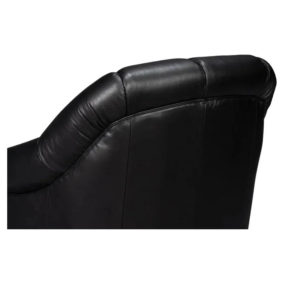 Sarreid Scoth Wood and Leather Black Swivel Arm