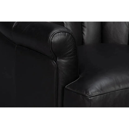Sarreid Scoth Wood and Leather Black Swivel Arm