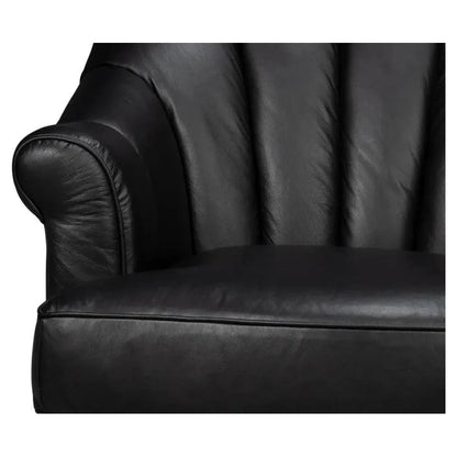 Sarreid Scoth Wood and Leather Black Swivel Arm
