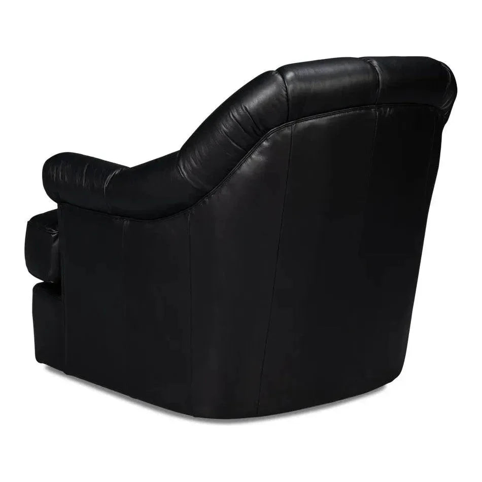 Sarreid Scoth Wood and Leather Black Swivel Arm