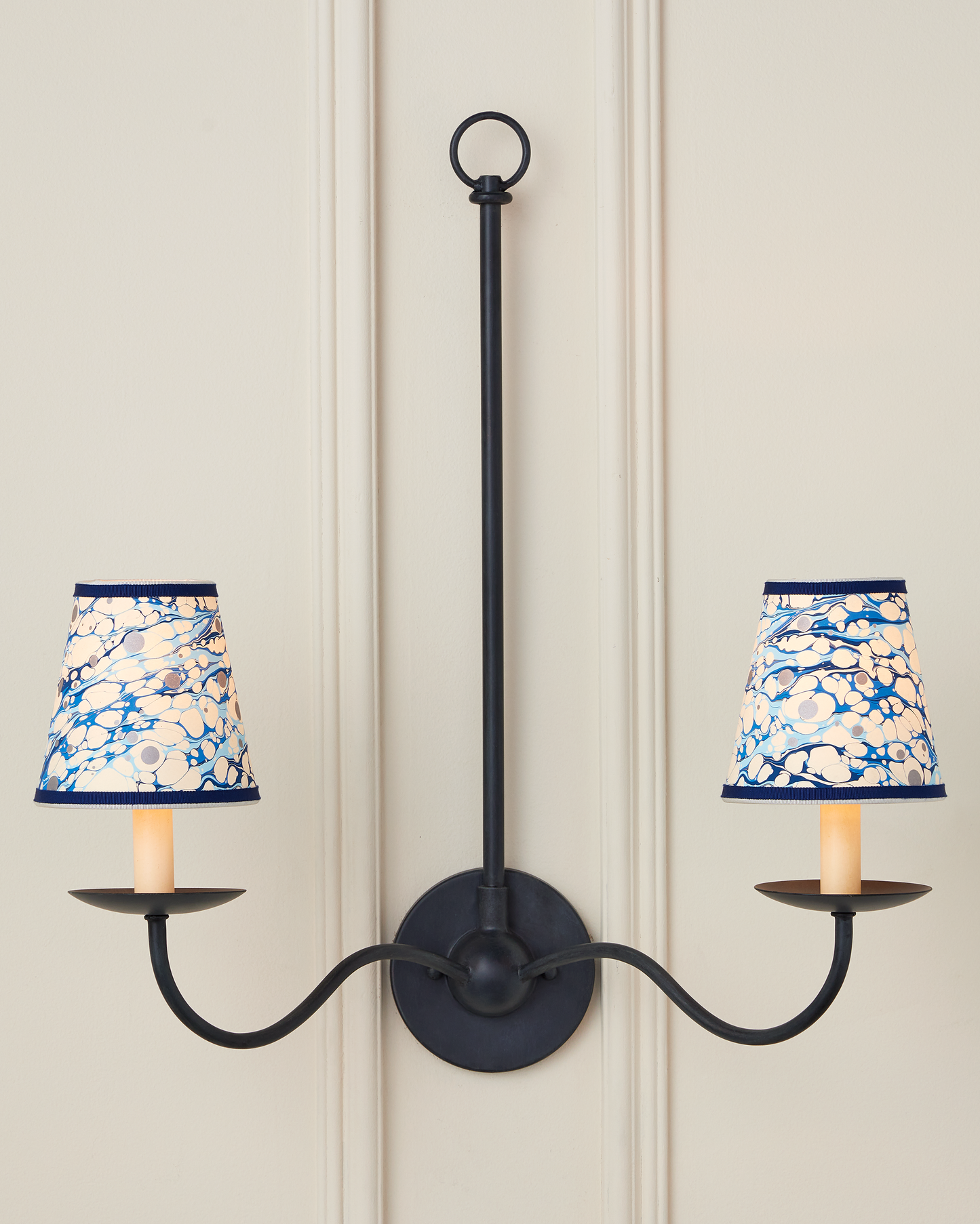 Marble Blue Lace Paper Tapered Chandelier Shade