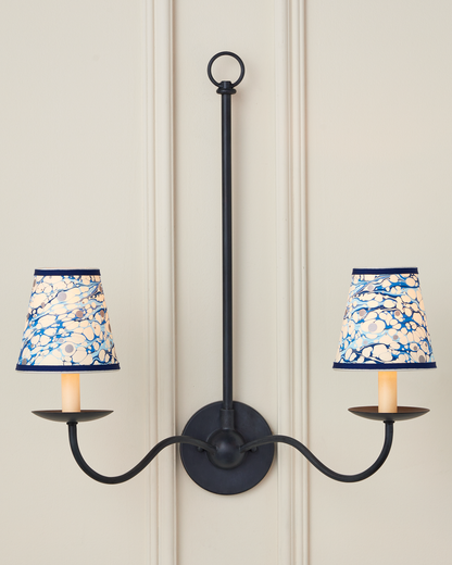 Marble Blue Lace Paper Tapered Chandelier Shade