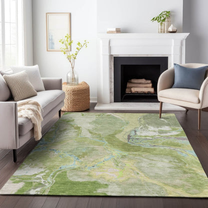 LOOMLAN Rugs Selene Green Washable Indoor-Outdoor Rug