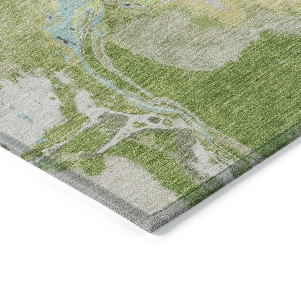 LOOMLAN Rugs Selene Green Washable Indoor-Outdoor Rug