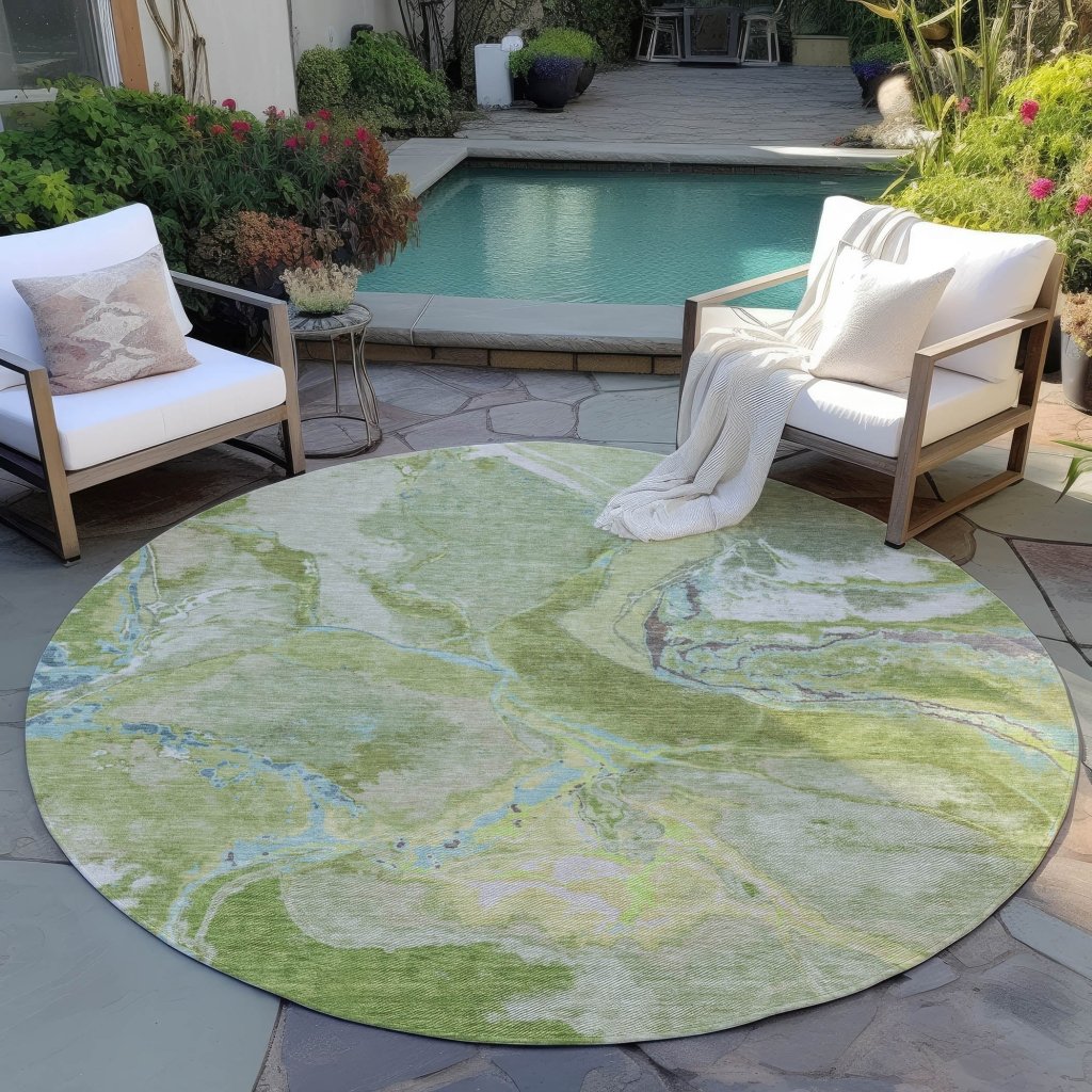LOOMLAN Rugs Selene Green Washable Indoor-Outdoor Rug