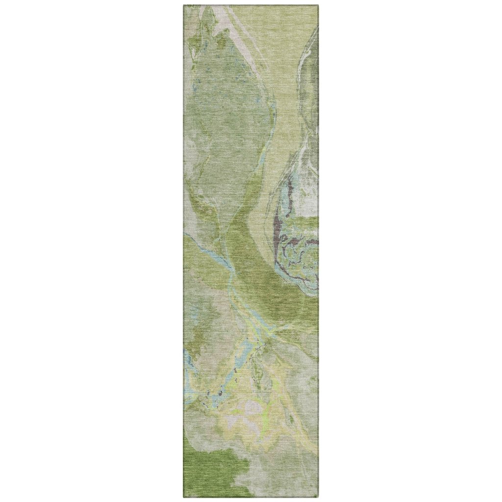 LOOMLAN Rugs Selene Green Washable Indoor-Outdoor Rug