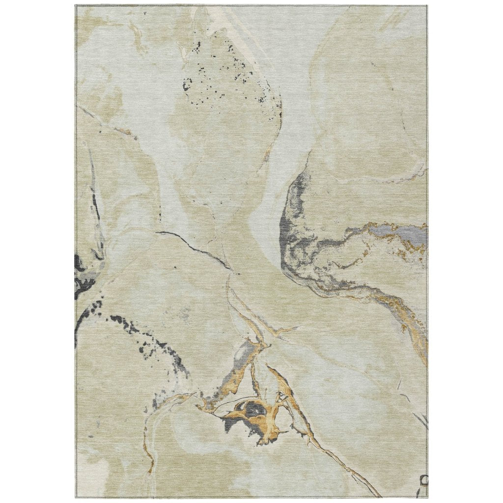 LOOMLAN Rugs Selene Ivory Washable Indoor-Outdoor Rug