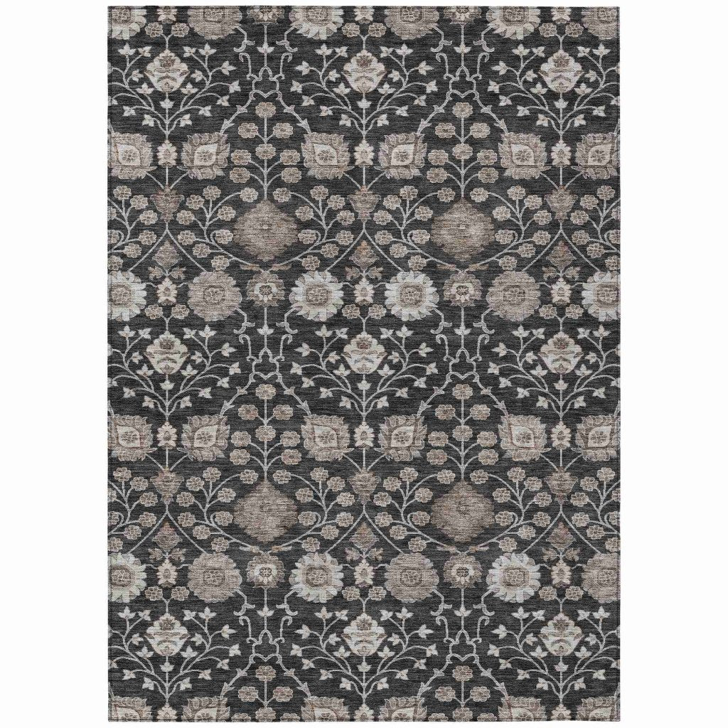 LOOMLAN Rugs Selma Black Washable Indoor-Outdoor Rug