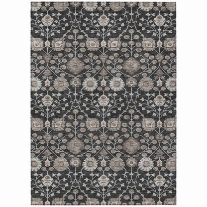LOOMLAN Rugs Selma Black Washable Indoor-Outdoor Rug