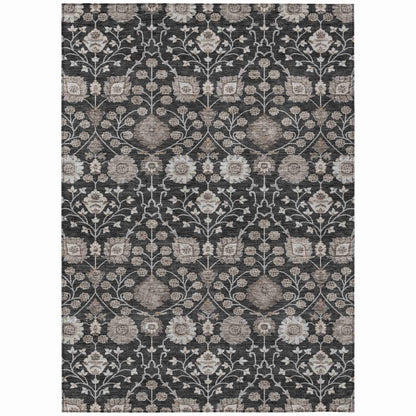 LOOMLAN Rugs Selma Black Washable Indoor-Outdoor Rug