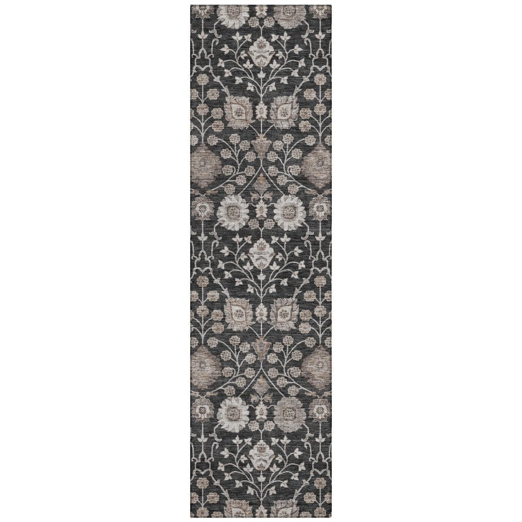 LOOMLAN Rugs Selma Black Washable Indoor-Outdoor Rug