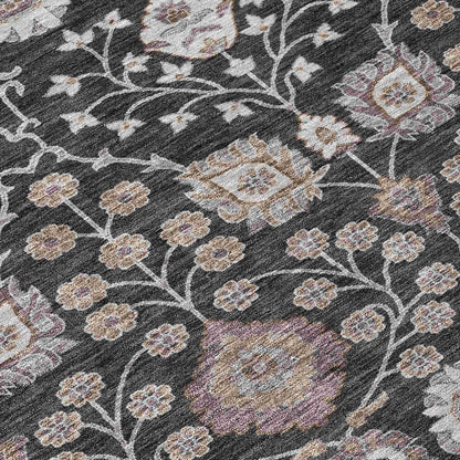 LOOMLAN Rugs Selma Black Washable Indoor-Outdoor Rug