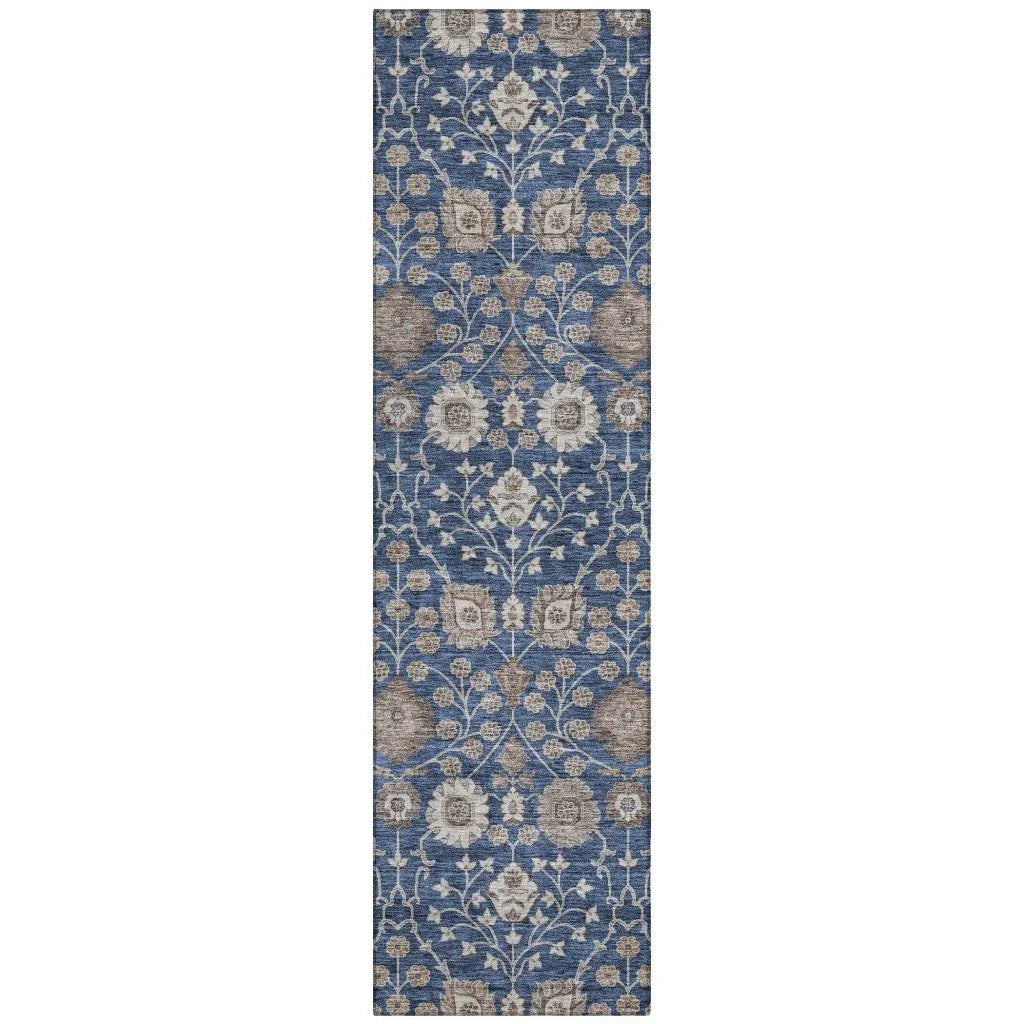 Selma Blue Washable Indoor-Outdoor Rug
