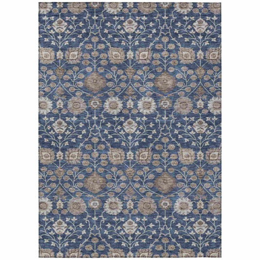 LOOMLAN Rugs Selma Blue Washable Indoor-Outdoor Rug