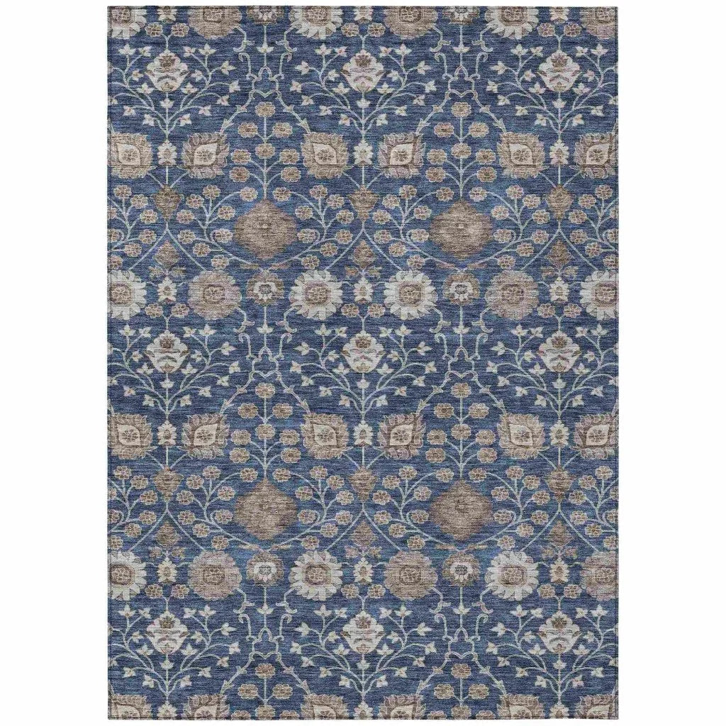 Selma Blue Washable Indoor-Outdoor Rug