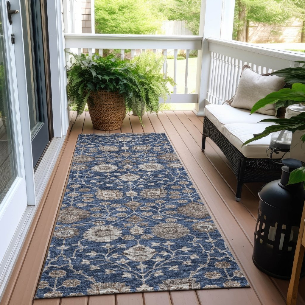 Selma Blue Washable Indoor - Outdoor Rug - LOOMLAN - LOOMLAN Rugs - Outdoor Rugs