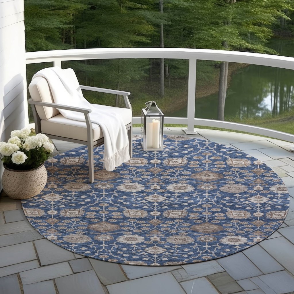 Selma Blue Washable Indoor - Outdoor Rug - LOOMLAN - LOOMLAN Rugs - Outdoor Rugs