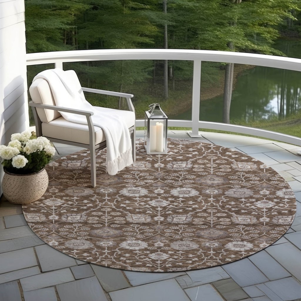 LOOMLAN Rugs Selma Brown Washable Indoor-Outdoor Rug