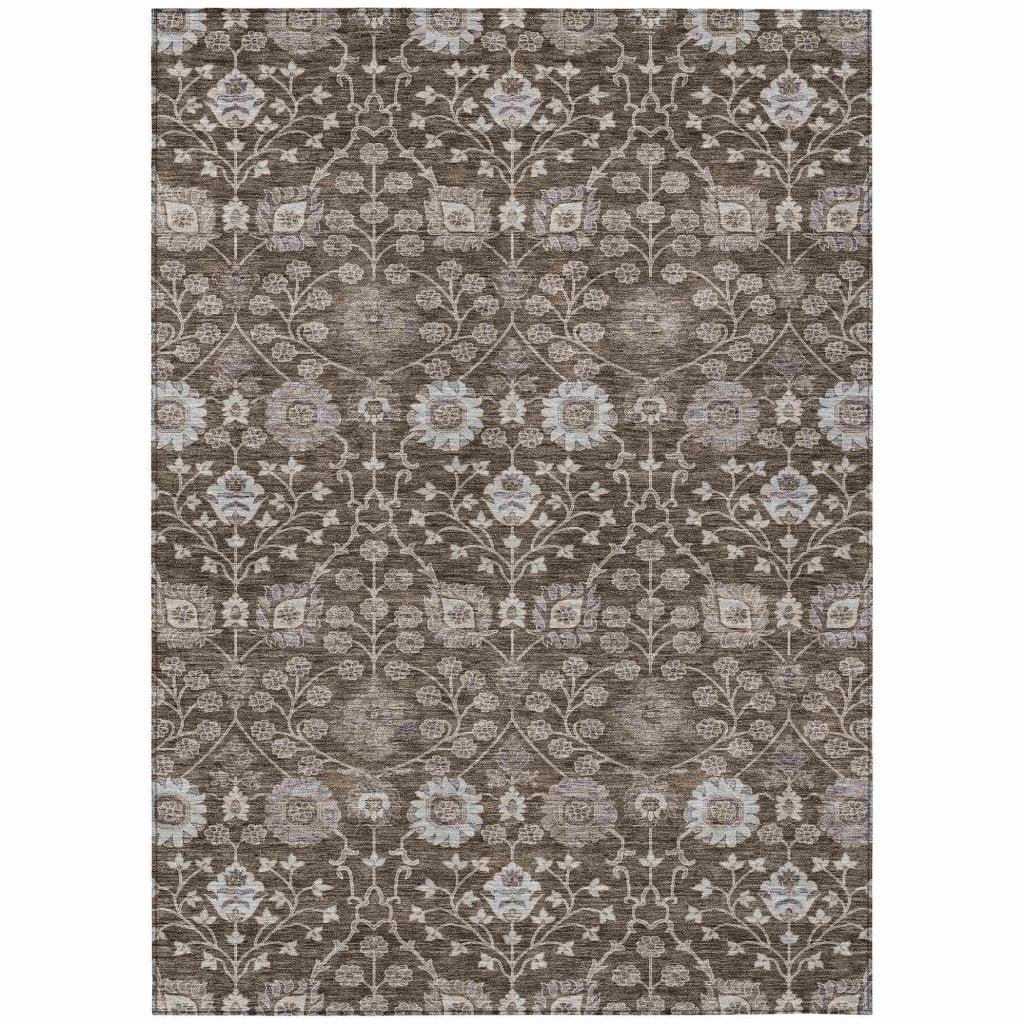 LOOMLAN Rugs Selma Brown Washable Indoor-Outdoor Rug