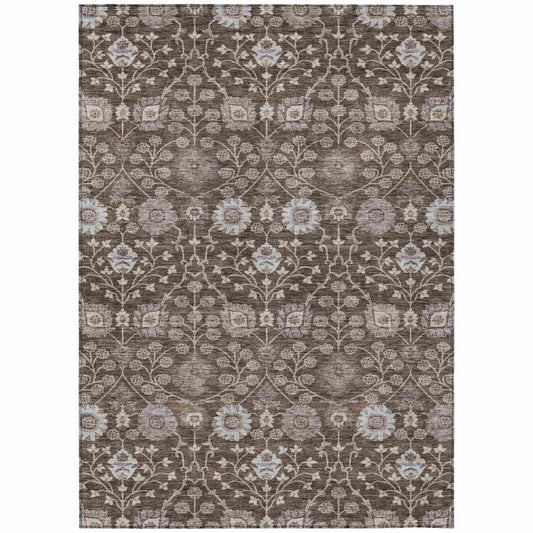 LOOMLAN Rugs Selma Brown Washable Indoor-Outdoor Rug