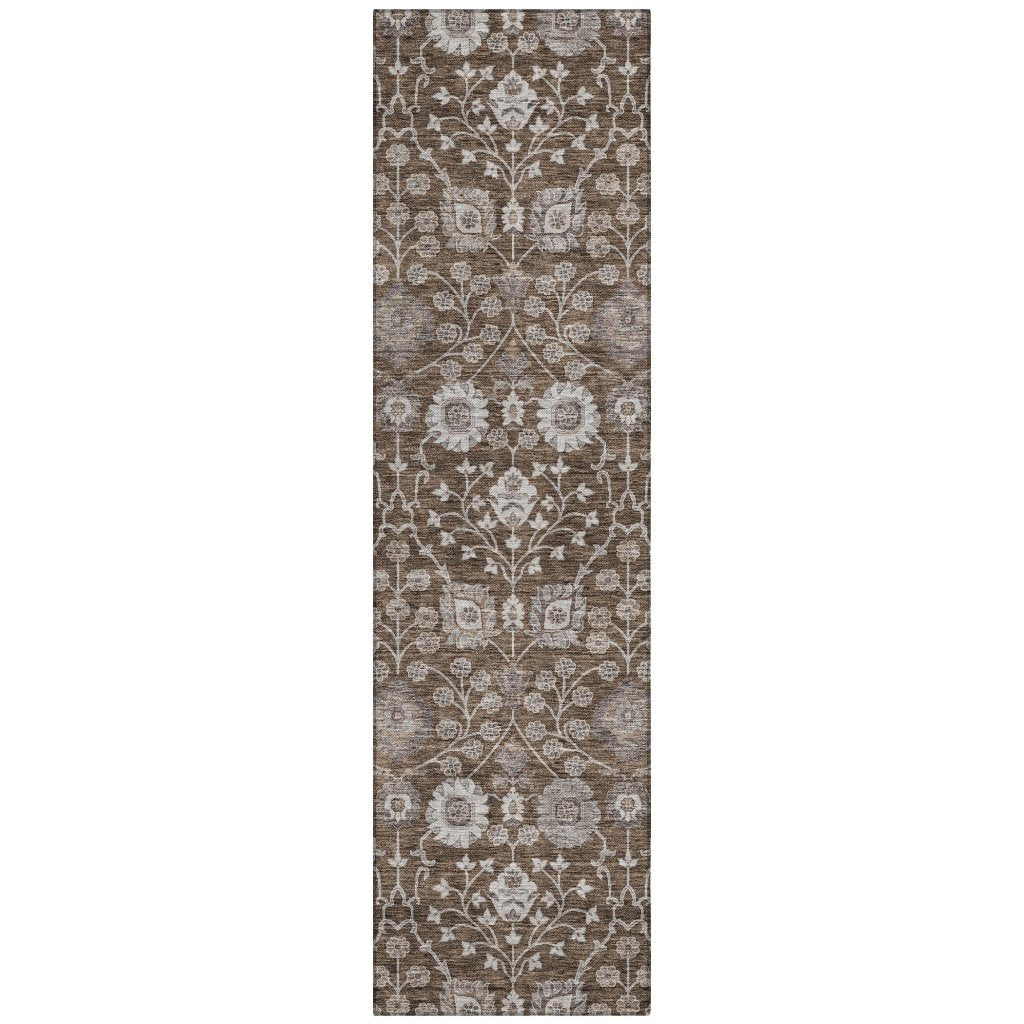 LOOMLAN Rugs Selma Brown Washable Indoor-Outdoor Rug