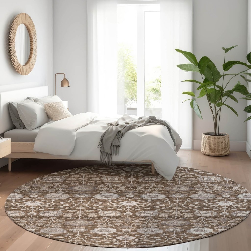 LOOMLAN Rugs Selma Brown Washable Indoor-Outdoor Rug