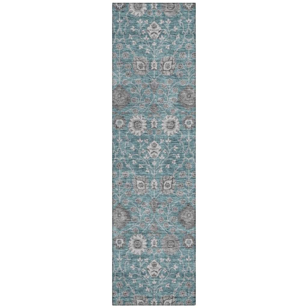 LOOMLAN Rugs Selma Teal Washable Indoor-Outdoor Rug