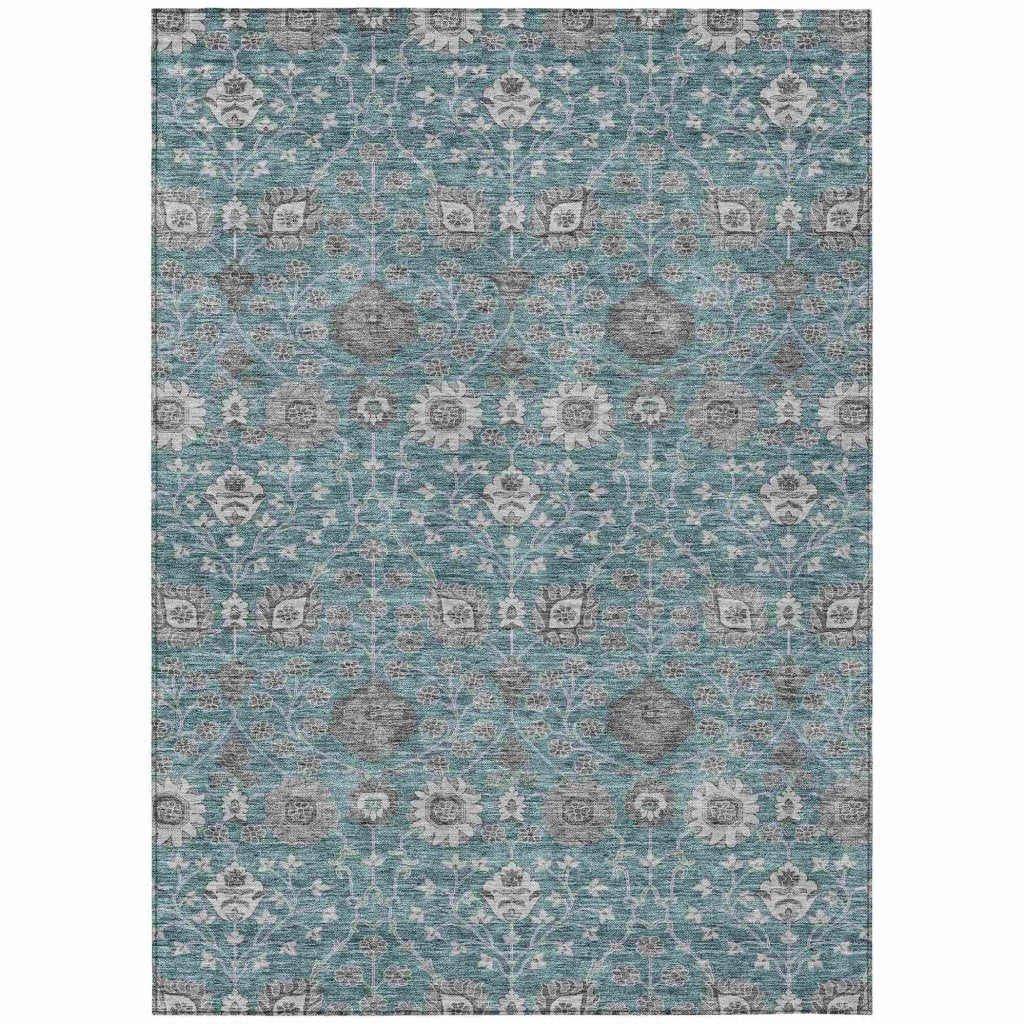 LOOMLAN Rugs Selma Teal Washable Indoor-Outdoor Rug