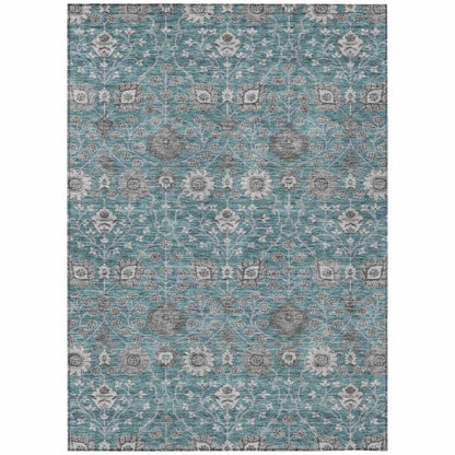 LOOMLAN Rugs Selma Teal Washable Indoor-Outdoor Rug