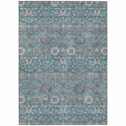 LOOMLAN Rugs Selma Teal Washable Indoor-Outdoor Rug