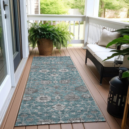 LOOMLAN Rugs Selma Teal Washable Indoor-Outdoor Rug