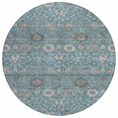 LOOMLAN Rugs Selma Teal Washable Indoor-Outdoor Rug